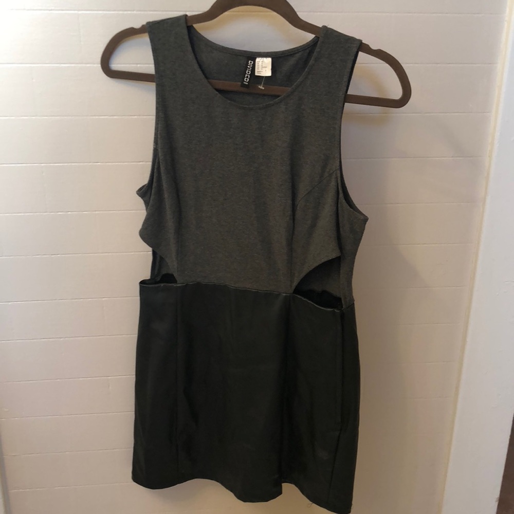 Grey and black mini dress with cutouts